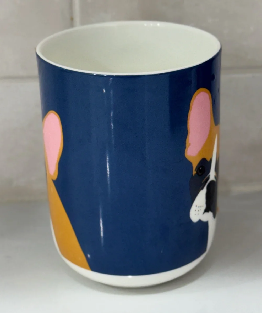 Portobello By Design French Bulldog Fine Bone China Cup Mug Navy Dog England